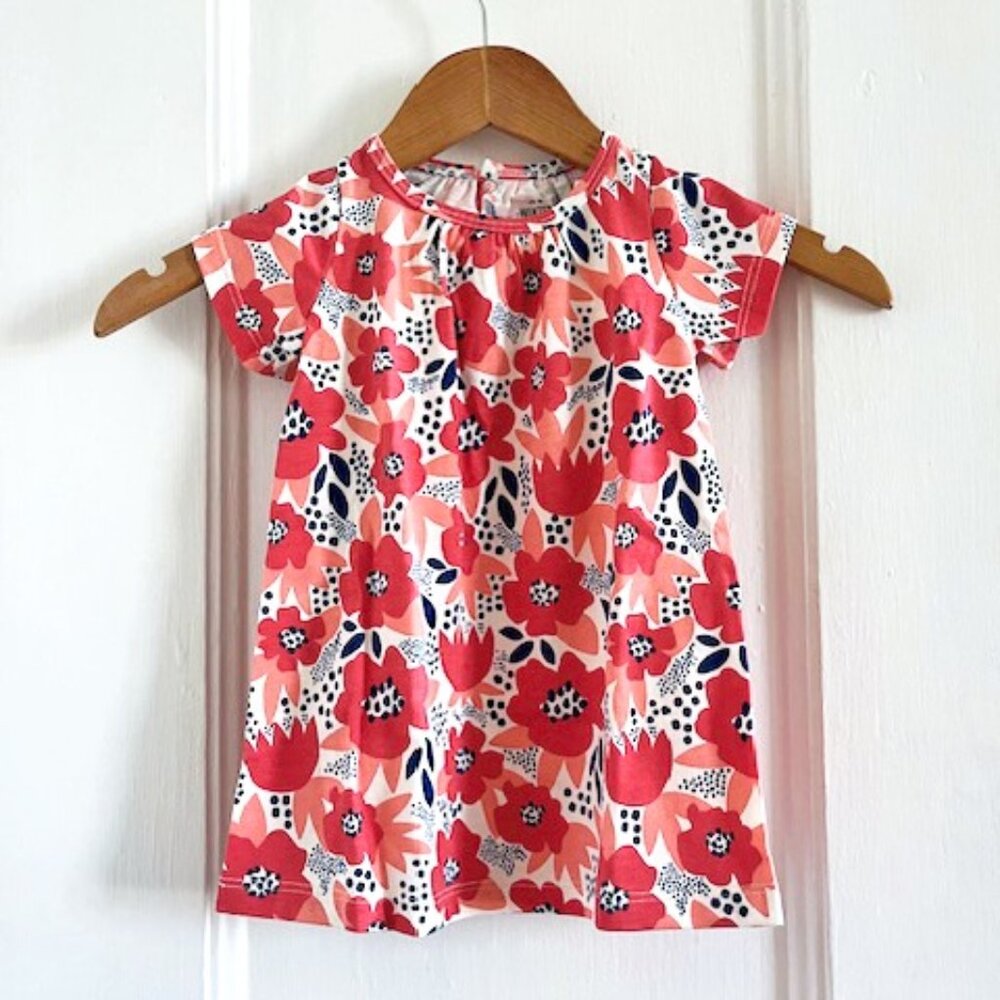 Girls' Pink Floral Casual Dress - Cute Short Sleeve